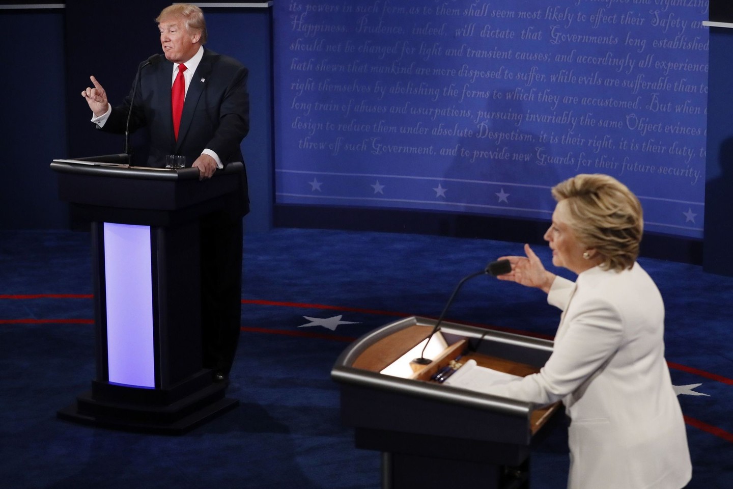 H.Clinton ir D.Trumpo debatuose netrūko aistrų ir piktų žodžių.<br>AP nuotr.