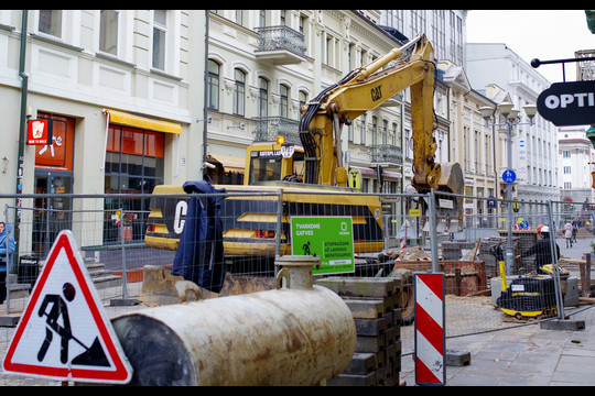 Vilniaus gatvė pavirto statybų aikštele.<br>V.Ščiavinsko nuotr.