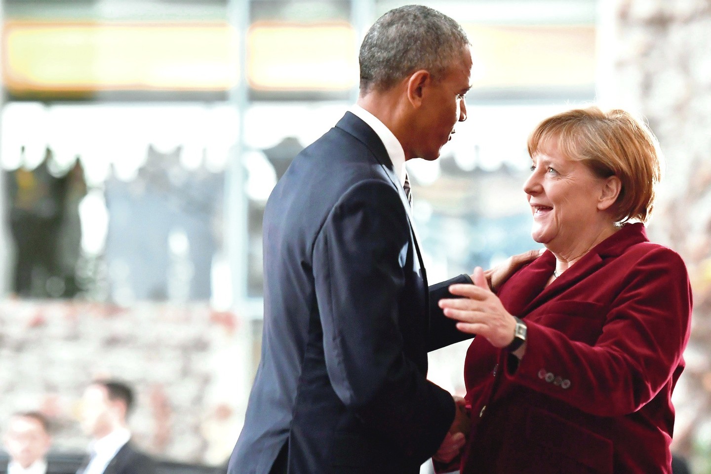 B.Obama atsisveikino su A.Merkel.<br>AFP/“Scanpix“ nuotr.
