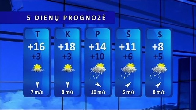 Orų prognozė: šils iki 17 laipsnių