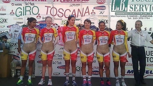 Kolumbijos dviratininkės dėvės „vaginos stiliaus“ uniformas