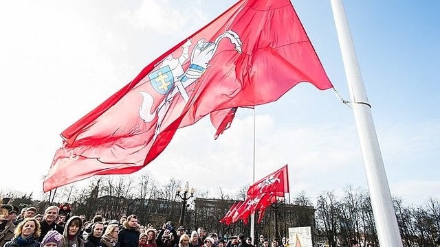 Lukiškių aikštėje suplazdėjo milžiniška istorinė vėliava