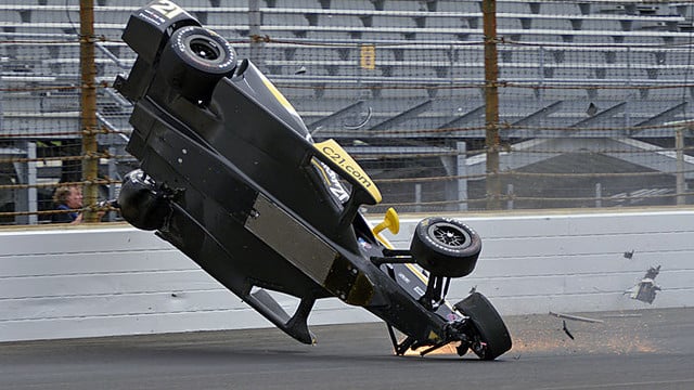 Nufilmuota kraupi avarija „Indianapolis 500“ treniruotėje