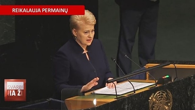 D. Grybauskaitė ragina imtis permainų Jungtinėse Tautose