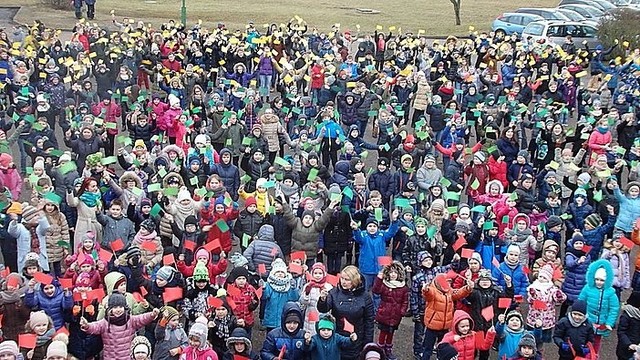 800 mokinių bendru šokiu sudėliojo Lietuvos vėliavą