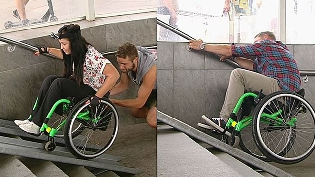 Mergina įrodė, kad Vilniuje judėjimas neįgaliesiems – savižudybė