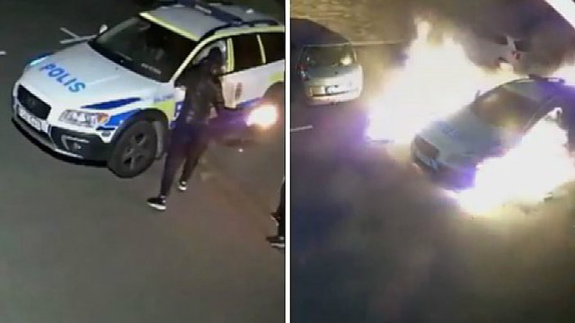Chuliganų kerštas: sudegino policijos automobilį ir išplatino vaizdo įrašą