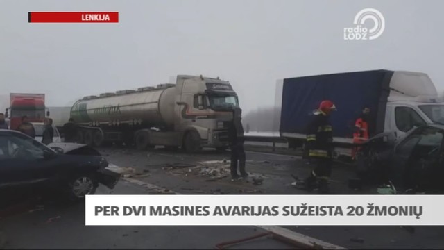 Trumpos žinios: Lenkijoje per dvi masines avarijas sužalota 20 žmonių
