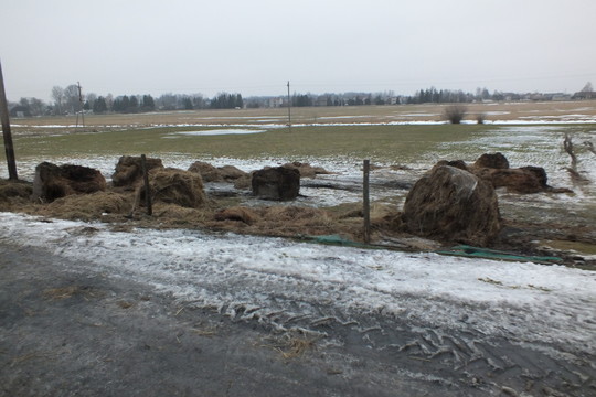 Šakių rajone liepsnojo tyčia padegta priekaba su šieno ritiniais