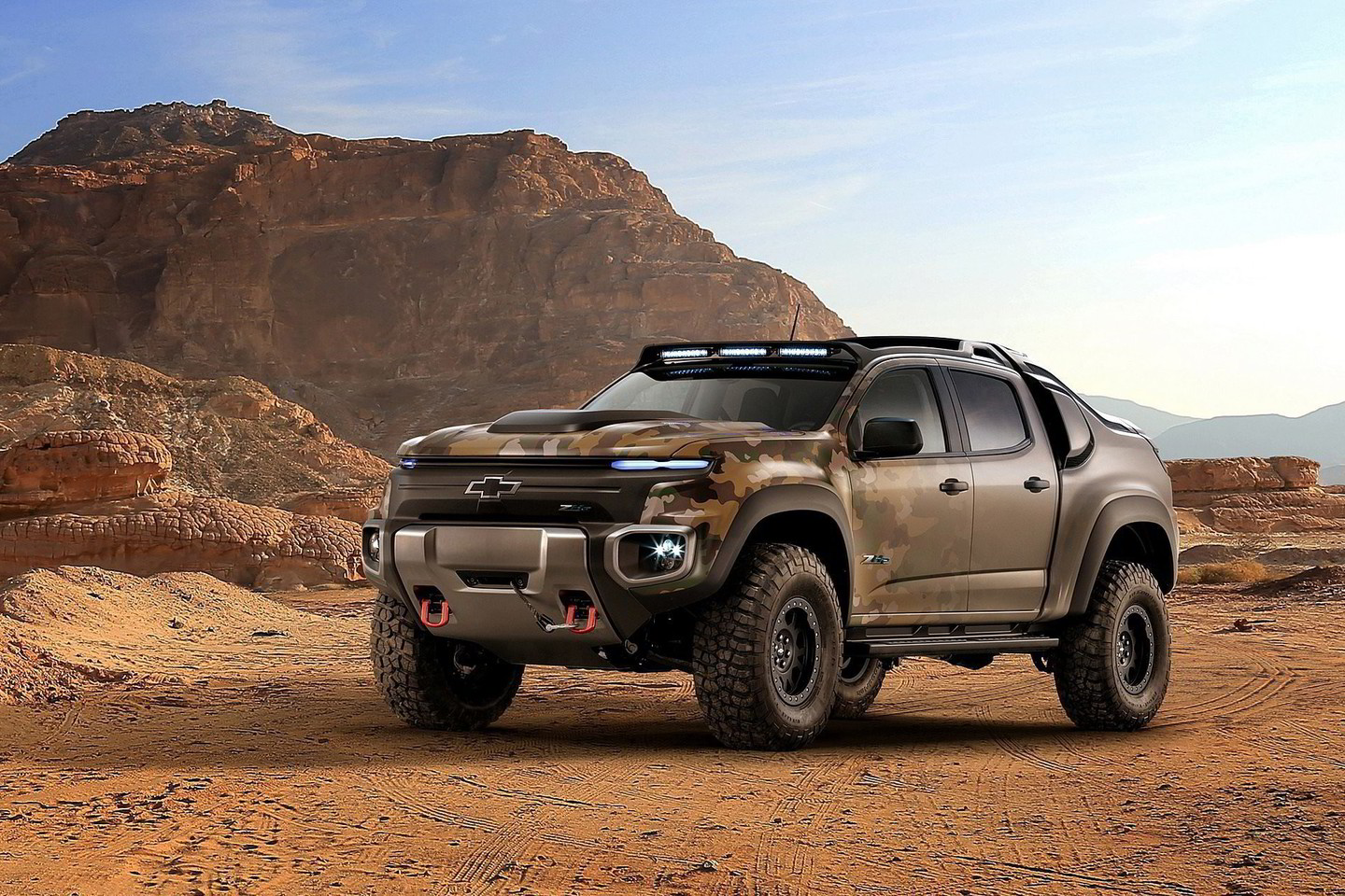 „General Motors“ atstovai tikisi, kad „Chevrolet Colorado ZH2“ leis jiem gauti pelningą JAV kariuomenės užsakymą.<br>Gamintojo nuotr.