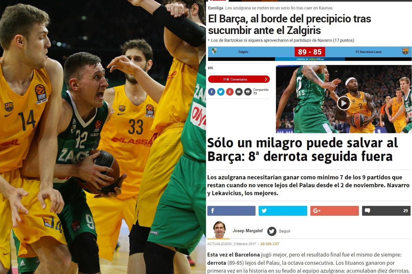 „Žalgirio“ ir „Barcelona“ rungtynės.