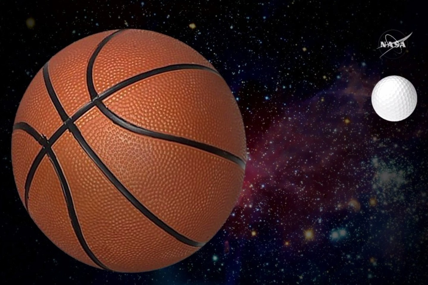 Palyginimas: jei mūsų Saulė būtų tokio dydžio kaip krepšinio kamuolys, tai TRAPPIST-1 – kaip golfo kamuoliukas.<br>NASA iliustr.