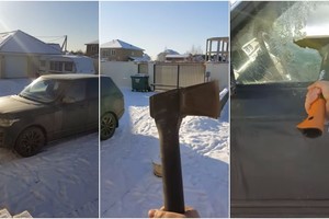 Ką daryti, kai „Range Rover“ užtrenkia duris? Rusas ėmėsi kirvio