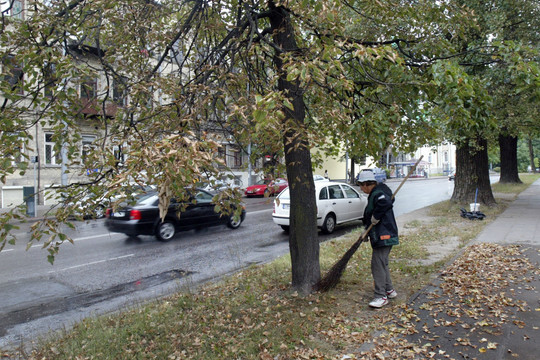 Su šiukšle rankose ėjusi moteris buvo šokiruota kiemsargio poelgio