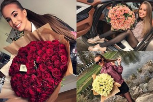 Danieliaus Bunkaus sužadėtinė Viktorija Siegel stebina gaunamomis gėlių puokštėmis