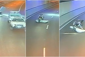 Keisčiausia avarija: čiužinys nubloškė motociklininką ir kartu išgelbėjo jį