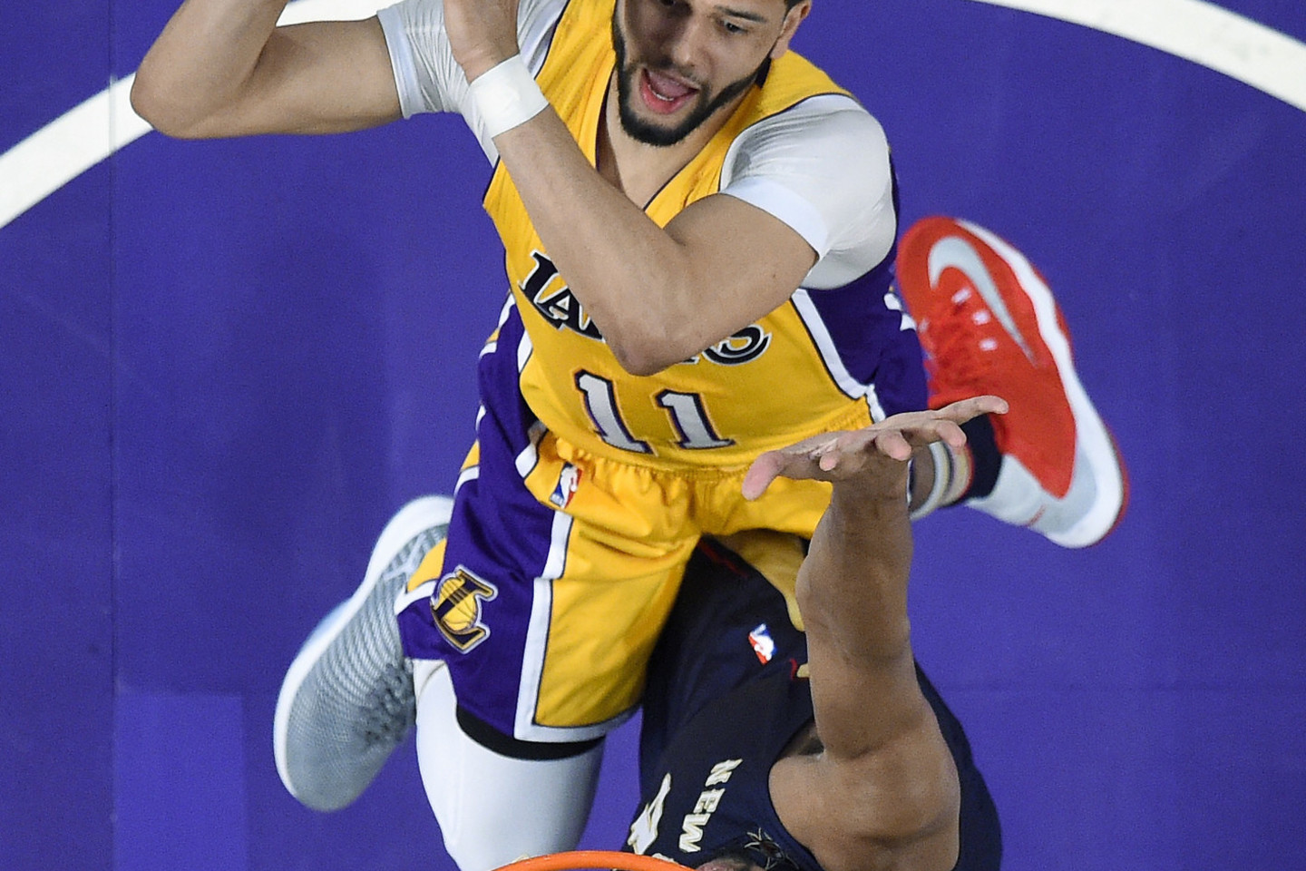 „Pelicans“ ir „Lakers“ rungtynės.<br>AP nuotr.