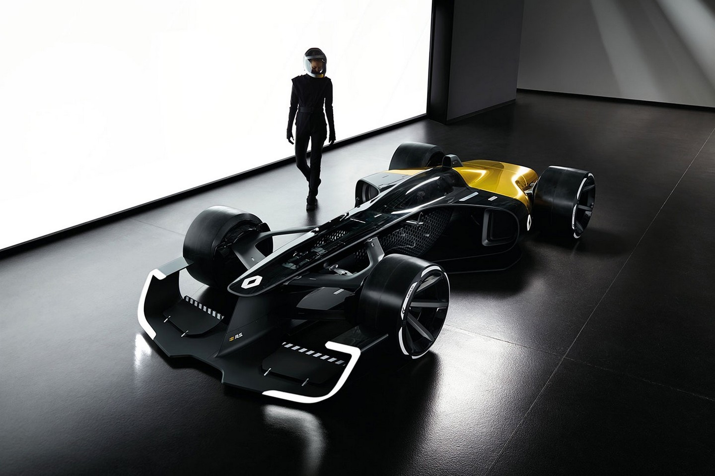 „R.S. 2027 Vision“ koncepcinis bolidas savo konstrukcija gerokai skiriasi nuo šiuolaikinių „Formulės-1“ automobilių. <br>Gamintojo nuotr.
