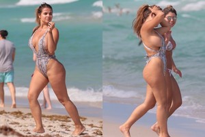 Prisirpusias kūno linijas paplūdimyje parodžiusi rusaitė jau vadinama Kim Kardashian