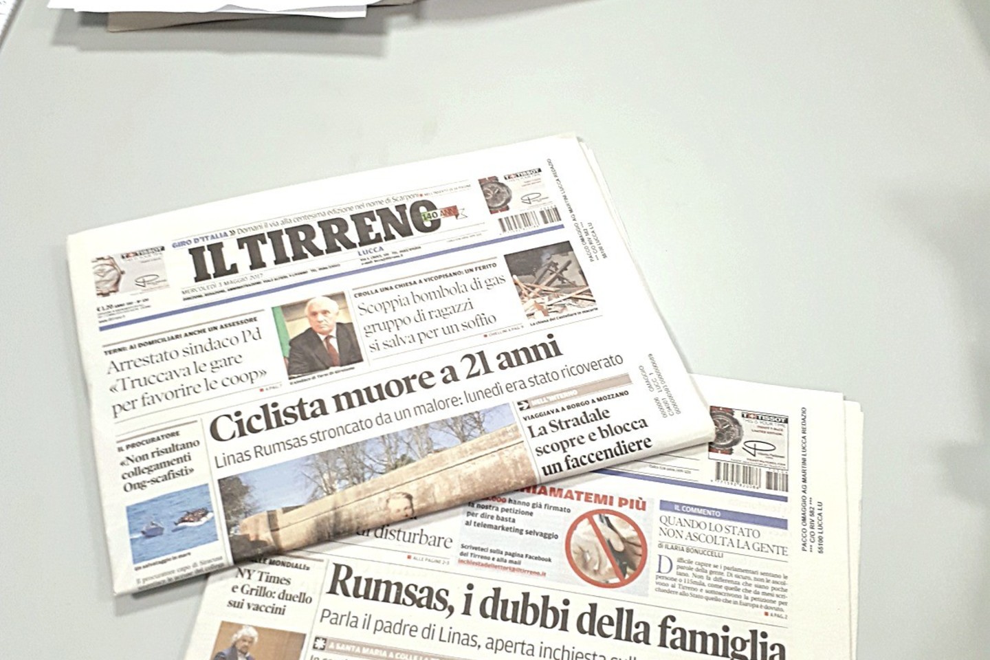 Lietuvio dviratininko mirtis – svarbiausia naujiena istoriniame Lukos mieste.<br>Nuotr. iš „Il Tirreno Lucca“ archyvo