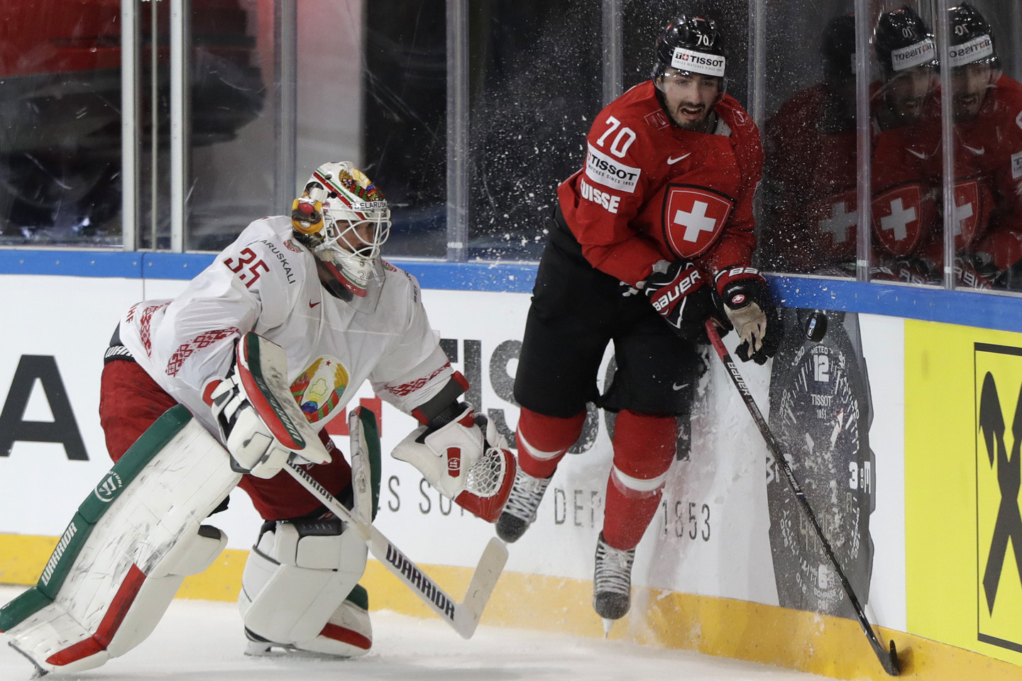  Baltarusijos ledo ritulininkai ir vėl pralaimėjo pasaulio čempionate - šįkart šveicarams<br> AP nuotr. 