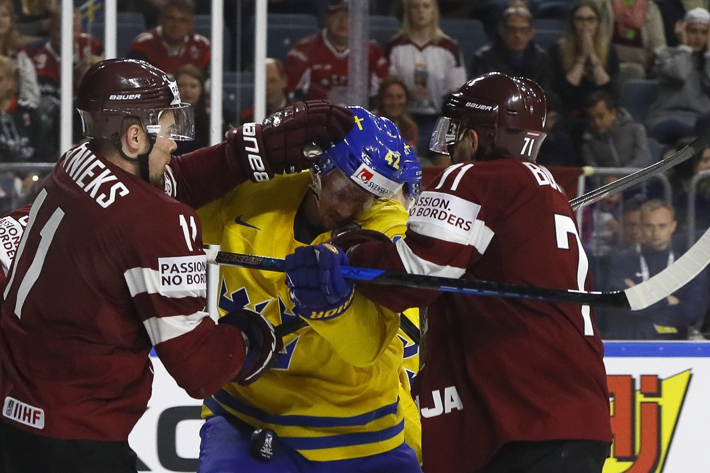  Švedijos ir Latvijos rinktinių rungtynės.<br> Reuters/Scanpix nuotr.
