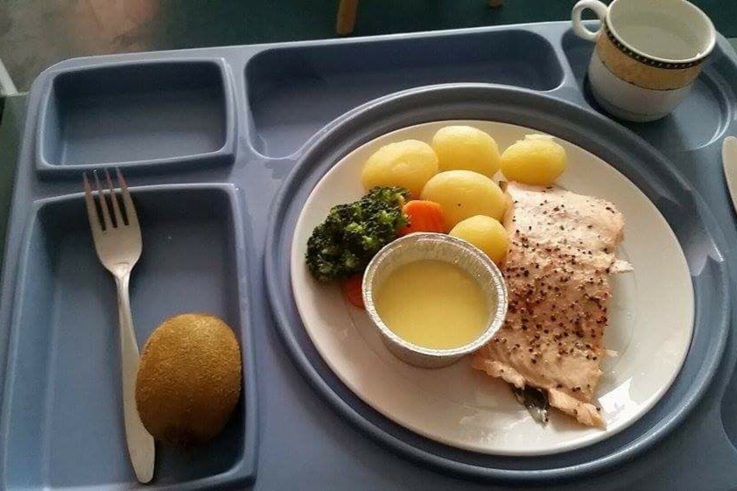 Nuotraukoje matyti Norvegijos ligoninėje siūlomas maistas.<br> Skaitytojos Editos nuotr.