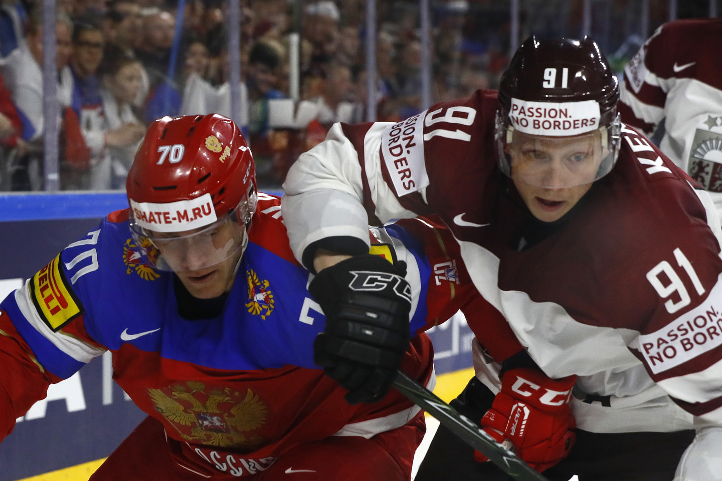  Rusijos ir Latvijos rinktinių rungtynės.<br> Reuters/Scanpix nuotr.