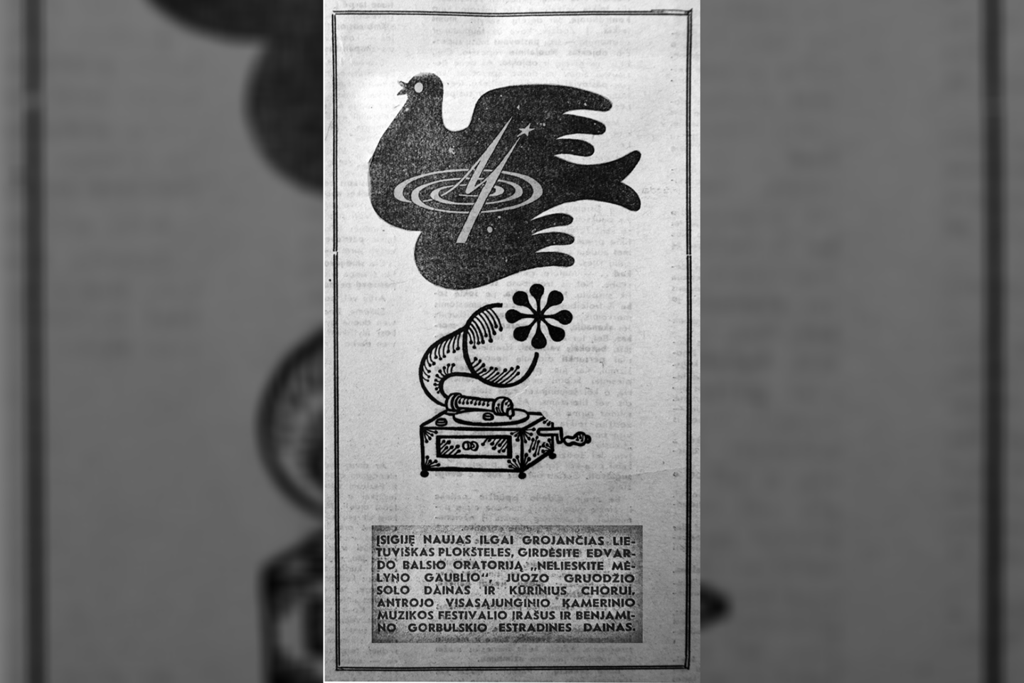 Lietuviškų plokštelių reklama savaitraštyje „Kalba Vilnius“, Nr. 24 (1335), 1972 m. birželis, p. 7. 