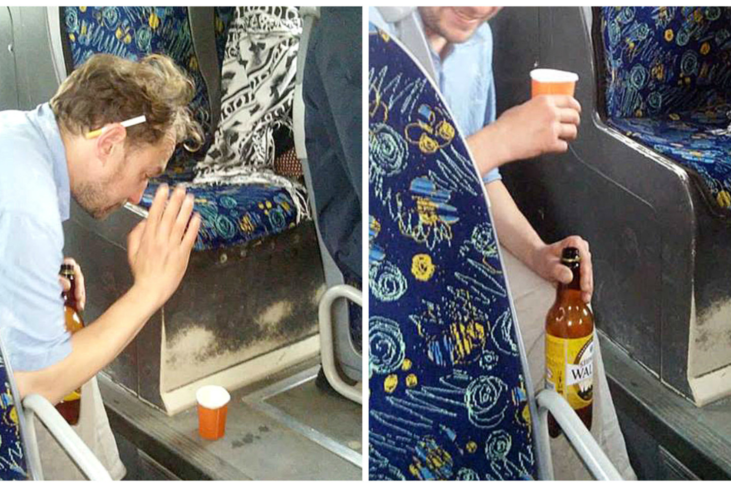  Keleivė užfiksavo autobuse vykusias išgertuves.<br> Lrytas.lt skaitytojo nuotr.