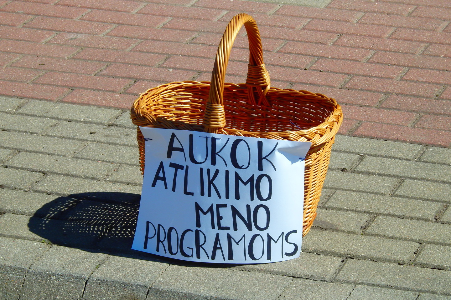 Prie Klaipėdos universiteto Menų akademijos į triukšmingą akciją susirinko apie pusšimtį studentų. <br>A.Pilaitienės nuotr.