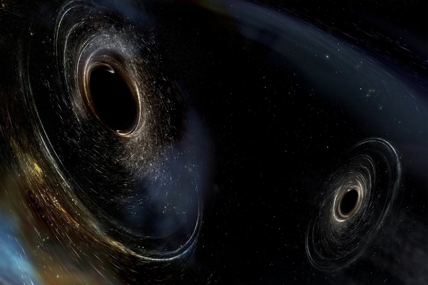  Gravitacinės bangos sklinda iš pačių energingiausių Visatos įvykių, tokių kaip žvaigždžių sprogimai ar juodųjų bedugnių susiliejimai.<br> Reuters/Scanpix nuotr.