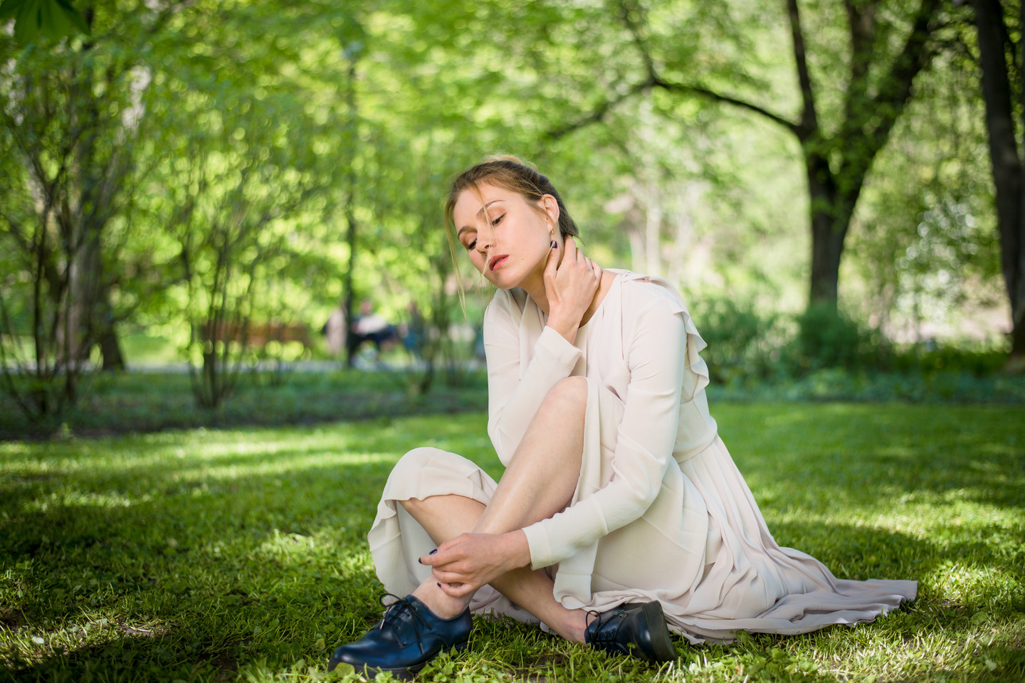  Aktorė Ieva Andrejevaitė.<br> J.Stacevičiaus nuotr. Ramunės Piekautaitės suknelė ir batai.