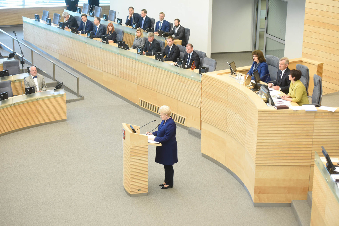 Anot L.Bielinio, akivaizdu, kad šis metinis pranešimas buvo skirtas porinkiminei situacijai apžvelgti.<br> D.Umbraso nuotr.