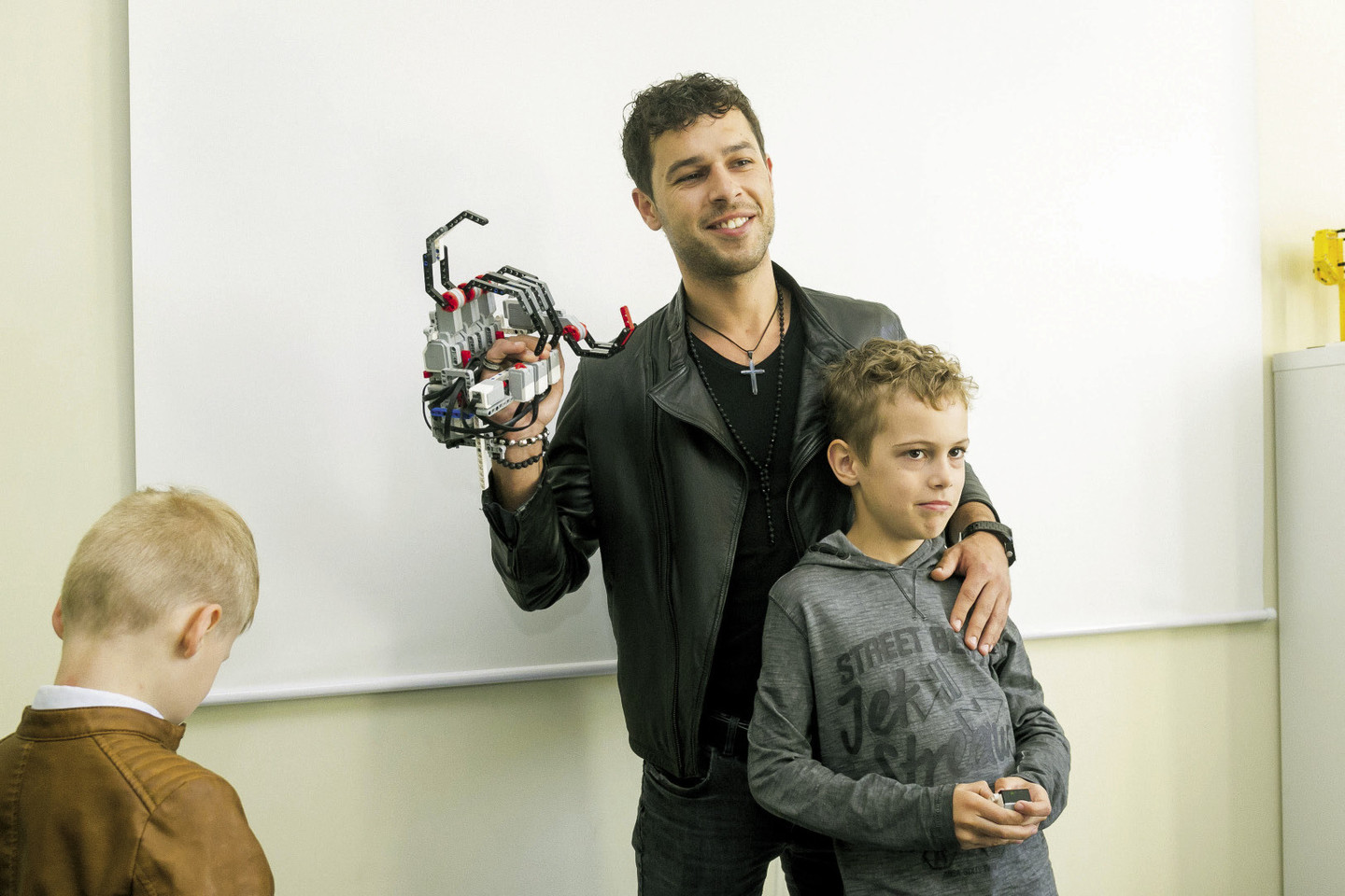 Deividas Meškauskas su sūnumi Adomu.<br> T.Bauro nuotr.