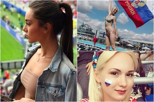 Futbolo tribūnose – kerinčios Rusijos gražuolės 