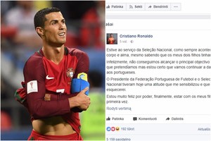 Po antausio Cristiano Ronaldo anksčiau vyksta namo: prakalbo apie gimusius dvynukus