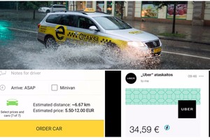 Per liūtį Vilniuje taksi kainos šoktelėjo iki naujamečio lygio