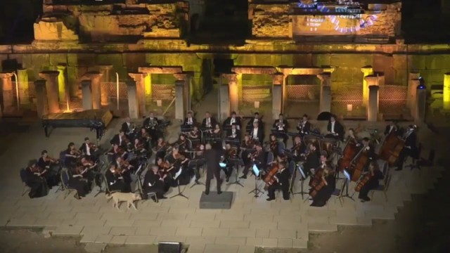 Scenoje pasirodęs šuo pavogė orkestro šlovę
