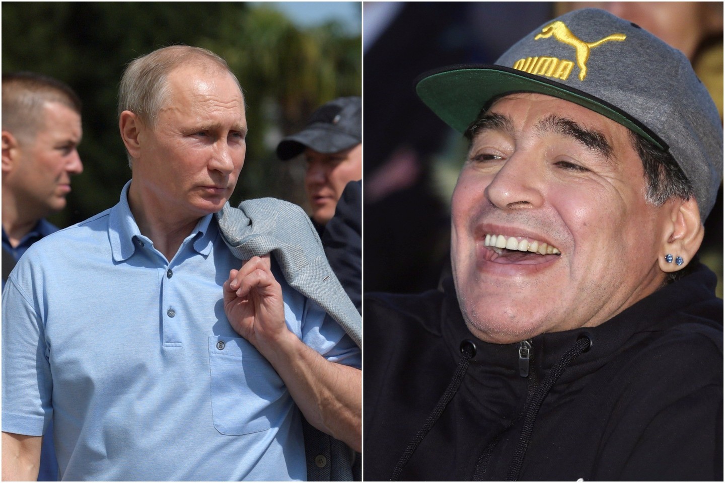  Į Rusiją atvykęs D.Maradona išgyrė V.Putiną.<br> lrytas.lt montažas.