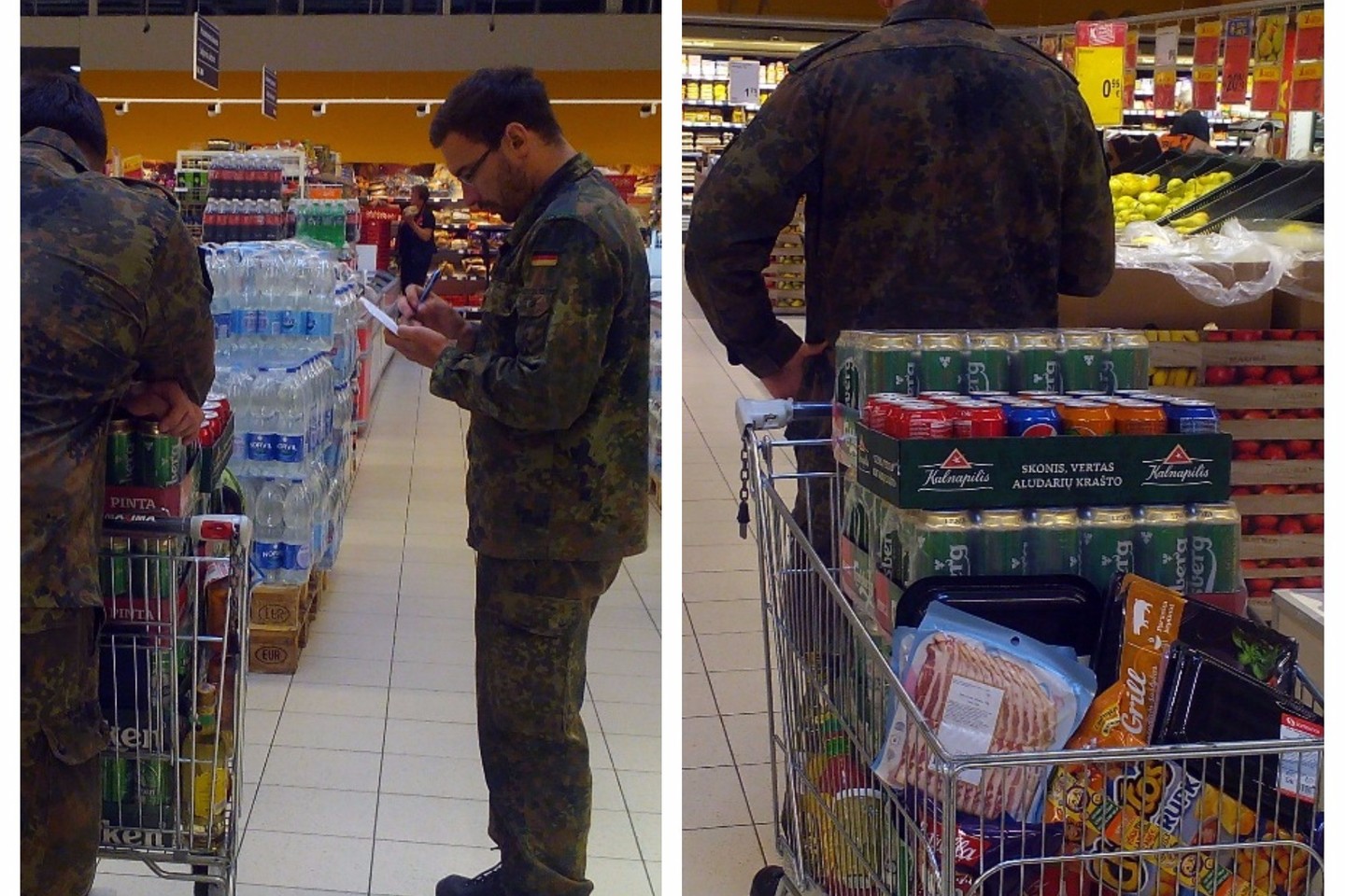 Apsipirkinėjantys NATO kariai.