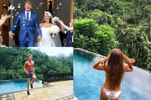 Mindaugas Kuzminskas su žmona Egle medų kopinėja džiunglių apsuptyje