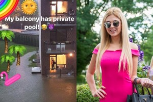 Justina Stambrauskaitė iš savo namų kiemo pasidalijo liūties padariniais