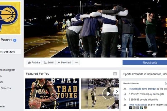 Lietuviai atakuoja Indianos „Pacers“ Facebook ir Twitter paskyras