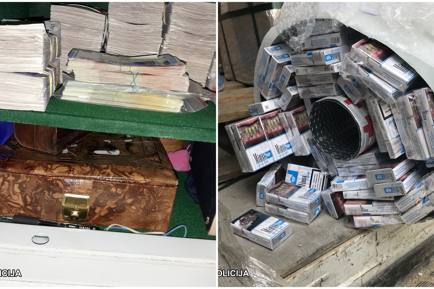 Pareigūnai aptiko didžiulį kontrabandinių cigarečių kiekį.