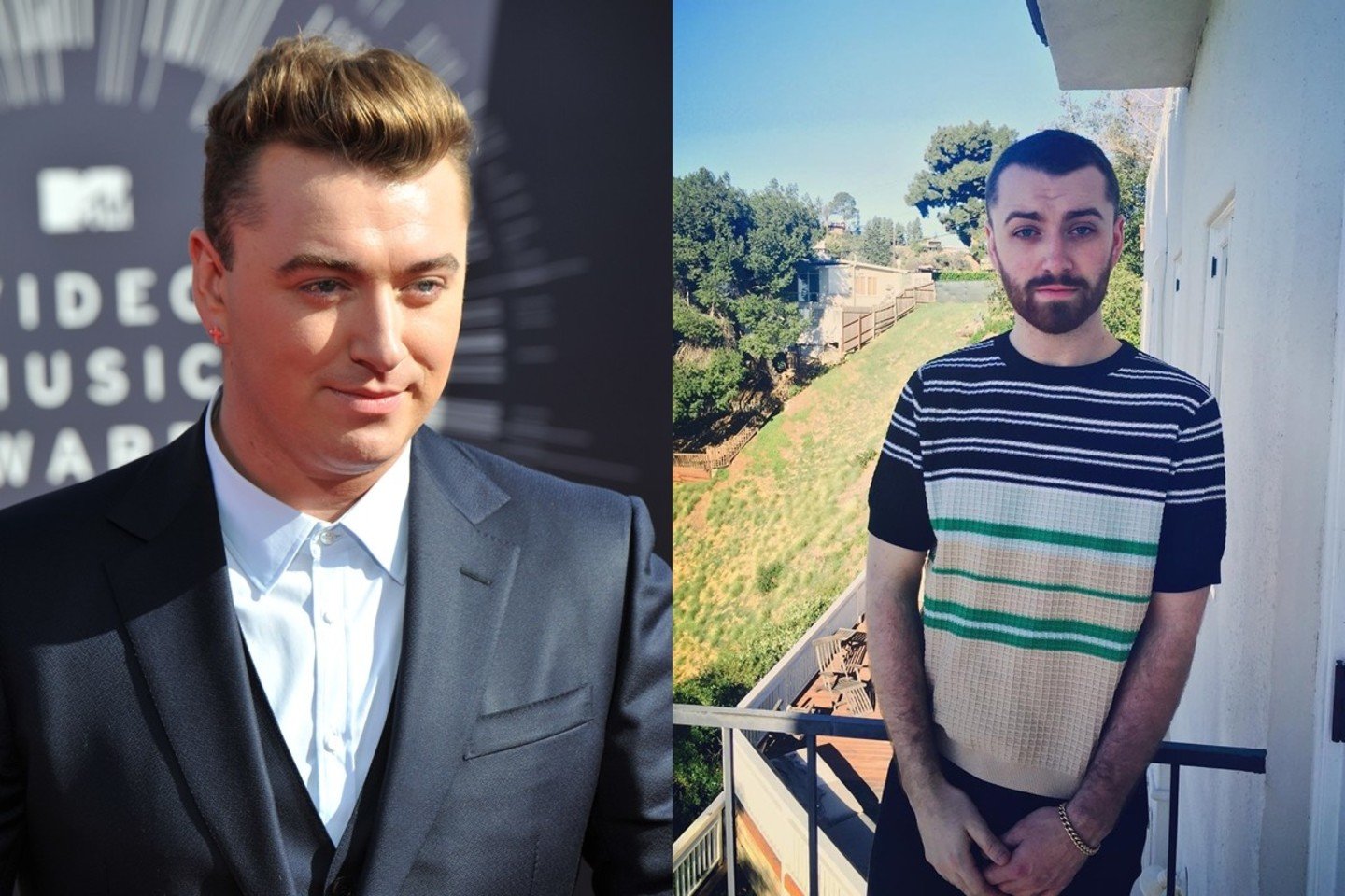  Samas Smithas pasikeitė neįtikėtinai: kairėje vyras anksčiau, o dešinėje - dabar.<br> VidaPress ir „Instagram“ nuotr.