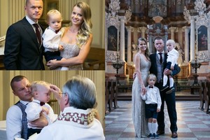 Futbolininkas Darvydas Šernas su žmona Sandra Vilniuje pakrikštijo sūnų