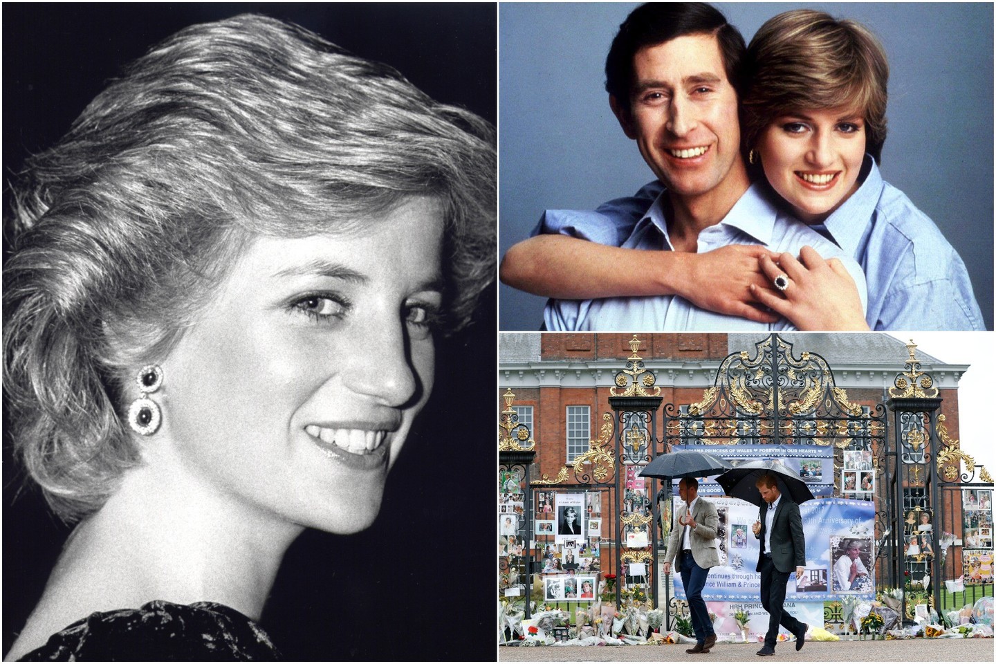 Visų mylima princesė Diana buvo populiarumo viršūnėje, kai ją pasiglemžė mirtis. Jai pagerbti žmonės šią savaitę nešė gėles prie Kensingtono rūmų.<br> lrytas.lt montažas
