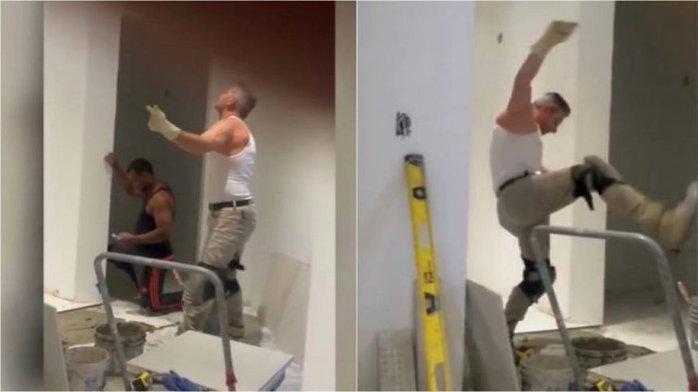 Remonto darbai nevargina: slapta nufilmuotas statybininkas juokina internautus