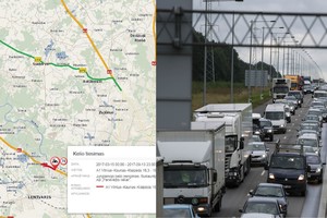 Magistralėje prie Vilniaus ilgam apribotas eismas, laukia didelės spūstys